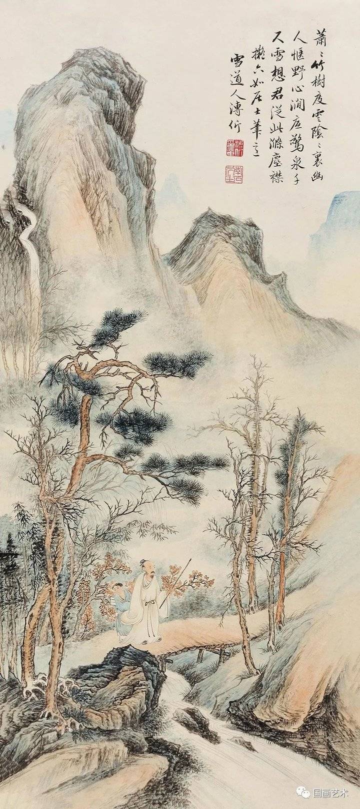 名家笔下的策杖高士:竹杖芒鞋轻胜马,一蓑烟雨任平生|秋山策杖|张大千|黄君璧_新浪新闻