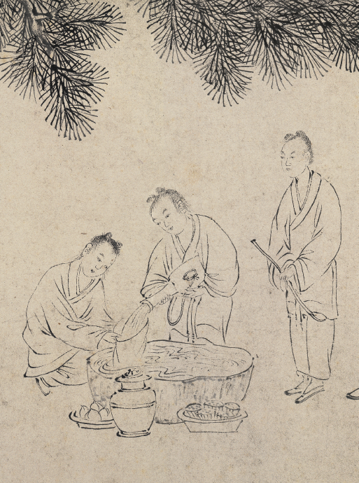 《临李公麟饮中八仙图》(局部)唐寅