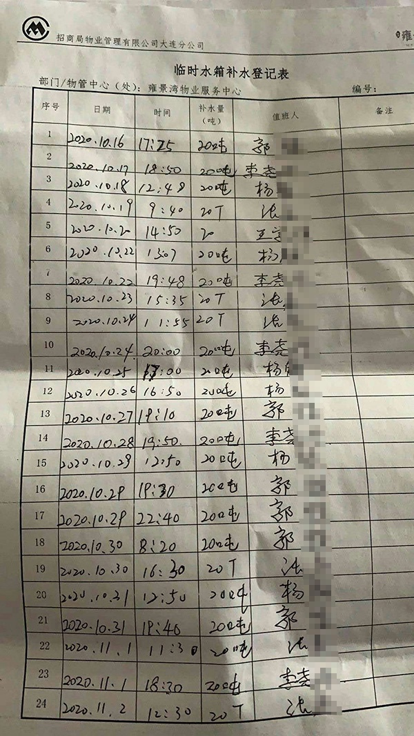 招商蛇口一小区居民喝了十月罐车水 自来水公司:开发商可能没交钱