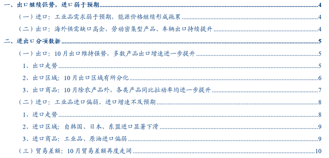 华创宏观10月进出口数据点评：海外供需缺口高企 出口高景气
