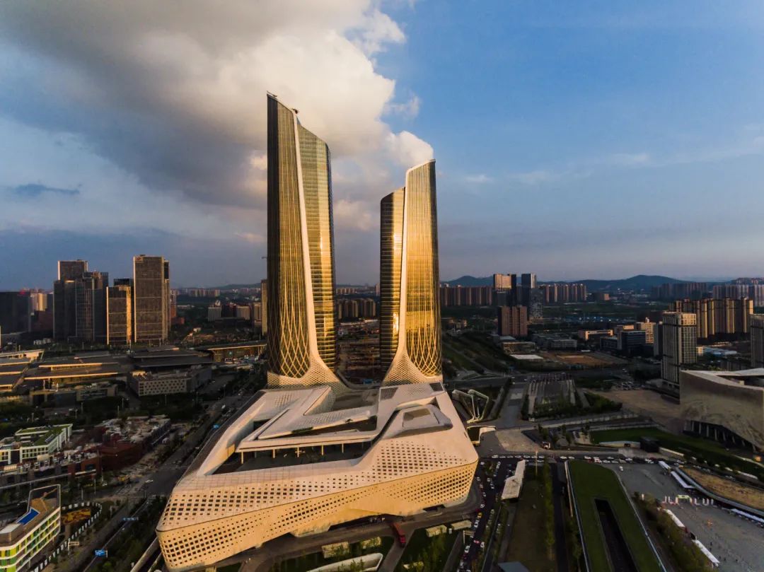 航拍南京青奥中心双子塔.图/ic photo