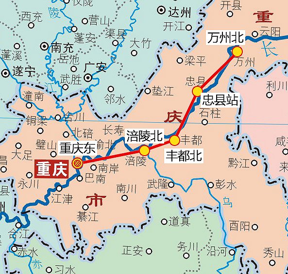 渝万高铁线路示意图 张鹏飞制图