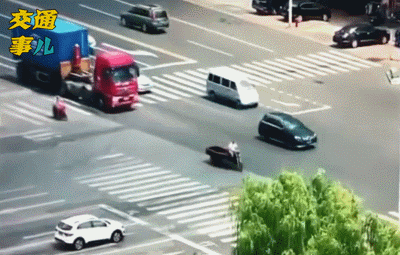 ▲由大货车右侧盲区引发的事故