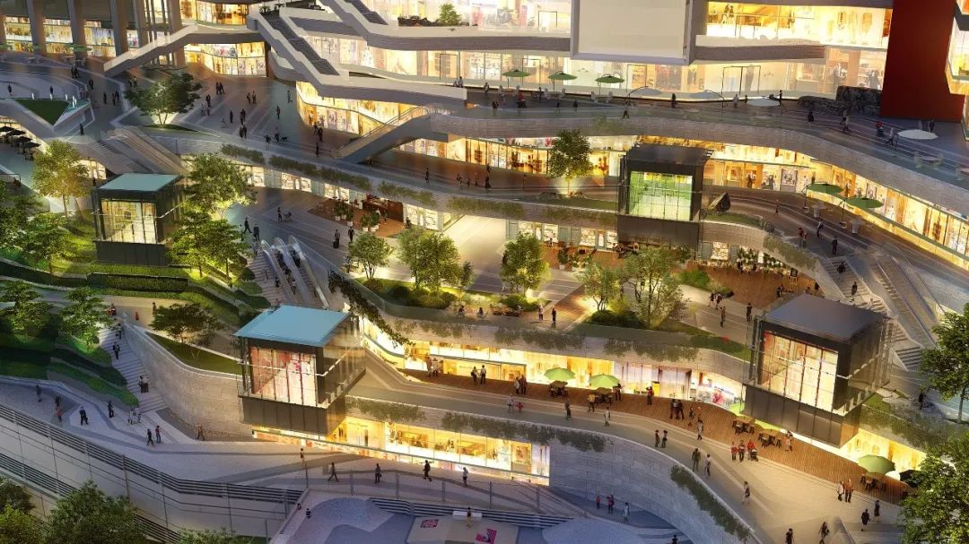 重庆大悦城南侧退台夜景效果图