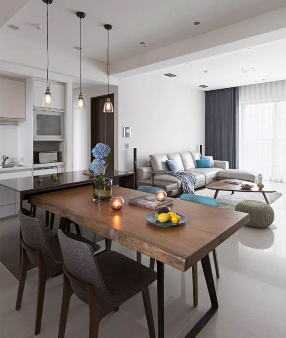 12套客餐厅一体装修设计方案,家里更显大,生活更轻松!