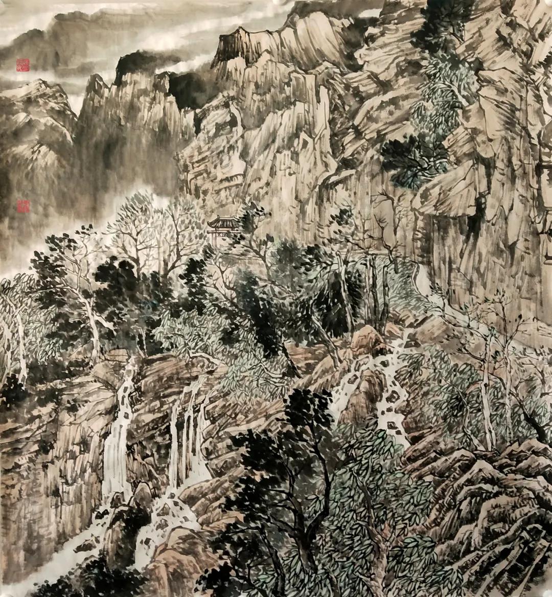 青年画家张岩精美山水人物画佳作赏析