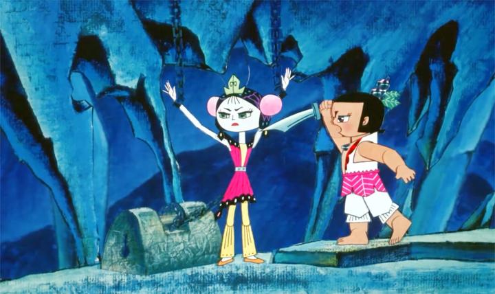 葫芦小金刚:这有个被绑着的小妖精,葫芦娃直接拿刀要砍她