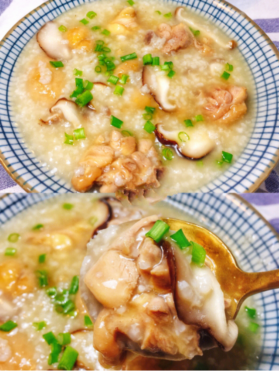 冬天多喝这碗香菇滑鸡粥清肠养胃营养美味简单又好吃