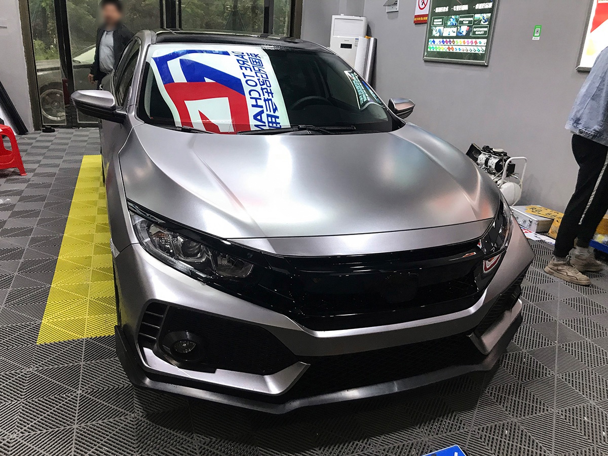 本田思域车身改色电光战斗灰 rg瑞集改色膜湖南岳阳
