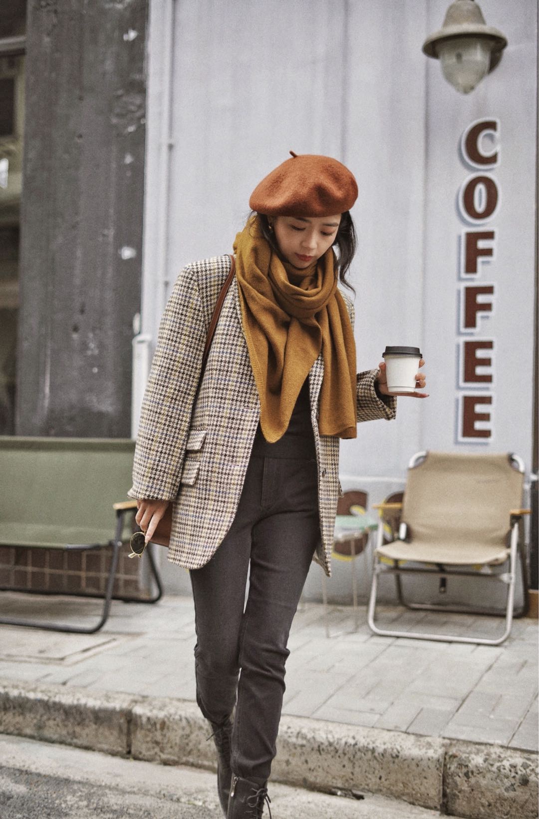 秋冬西装学三木穿搭,超保暖,加点贝雷帽很时髦