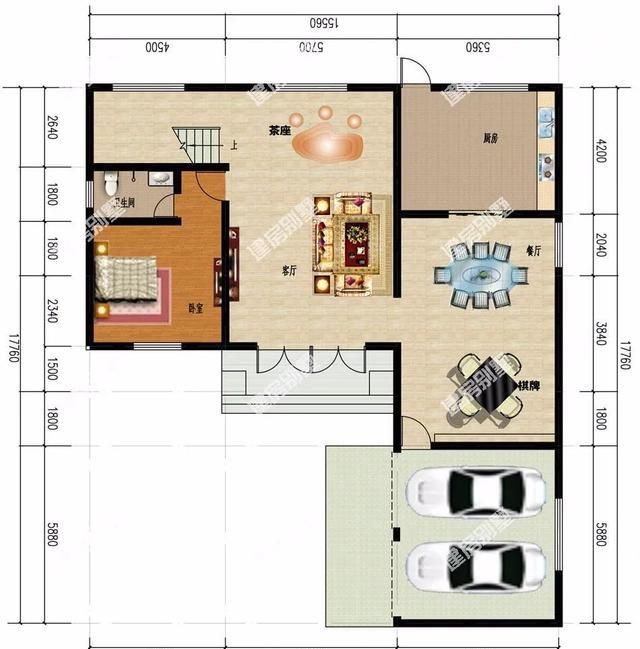 户型一:15.56×17.