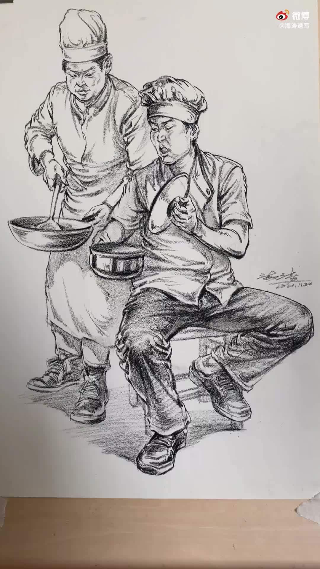 周愈清老师速写示范,要知道坐姿是速写考试中常见的动态姿势了!