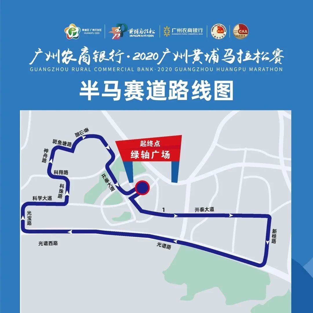 2020广州黄埔马拉松赛,半程马拉松赛道优化公告