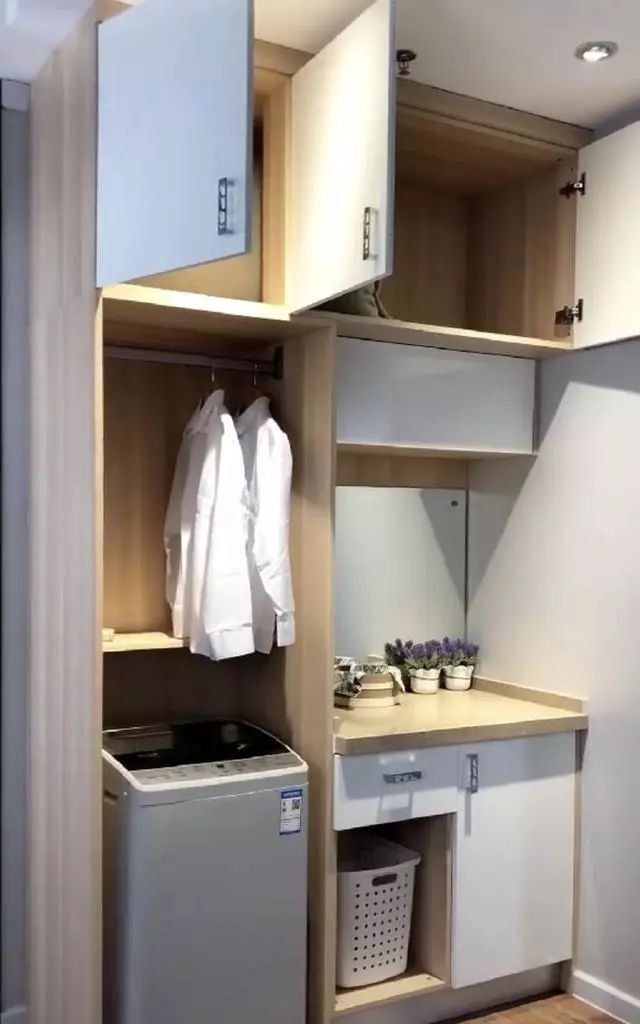 阳台洗衣区这样打造,洗烘晾及收纳功能都可满足休闲区蓝鸢梦想 - Www.slyday.coM