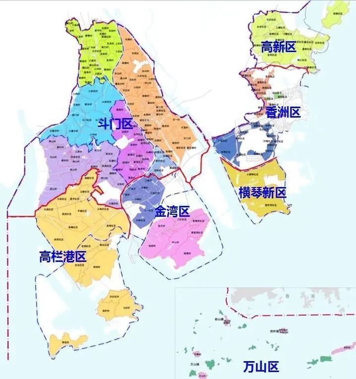 珠海各区域划分地图图片