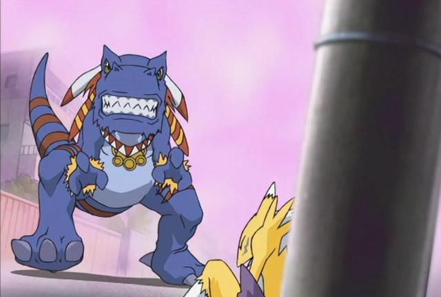 而后留姬用了数码暴龙卡,妖狐兽得到力量后再次跟异龙兽对波,结果还是