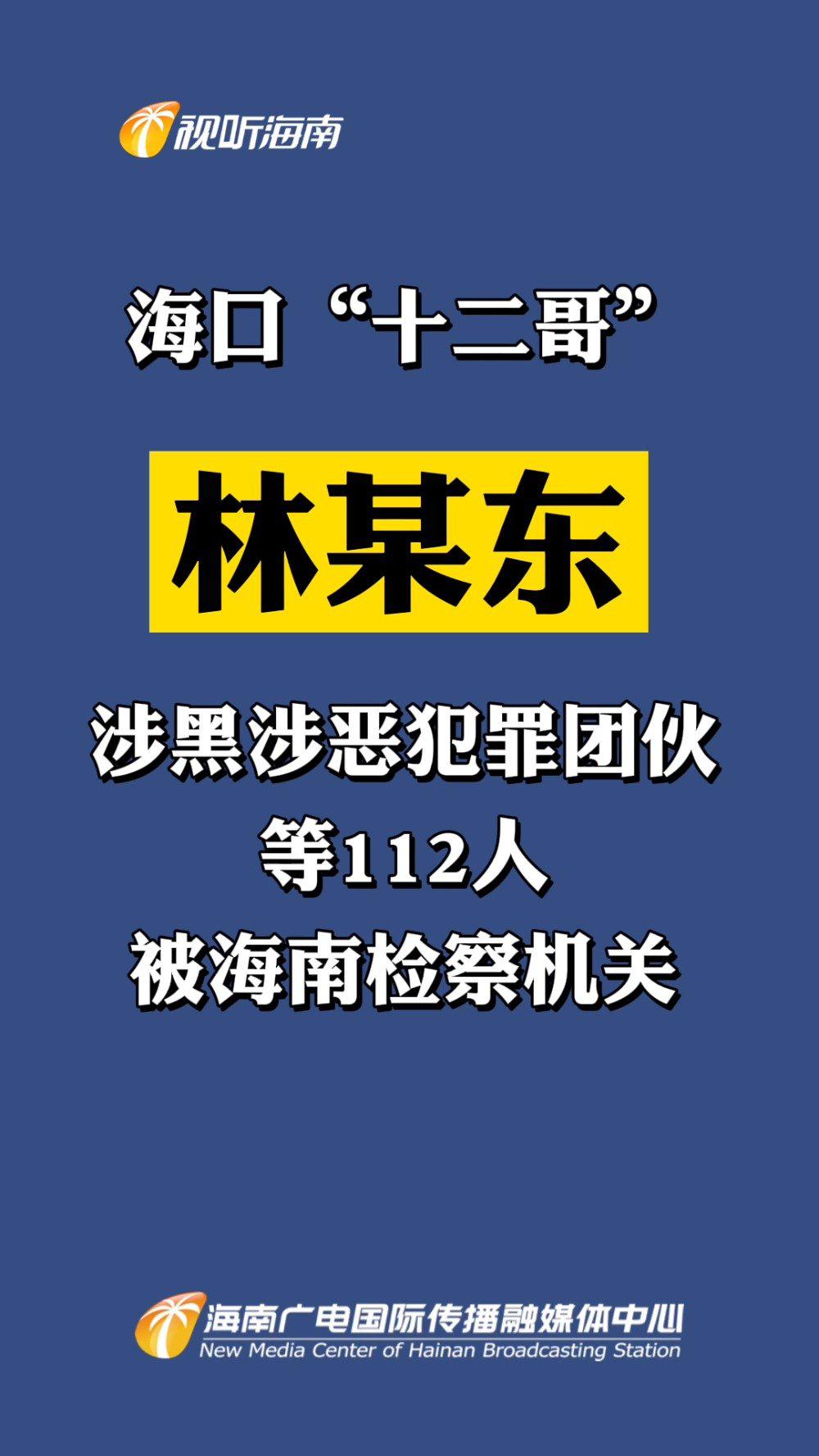 海口"十二哥"林某东涉黑涉恶犯罪团伙等112人被海南检察机关批