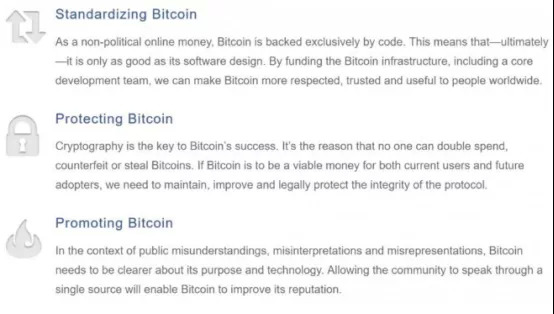比特币基金会的使命（资料源自：TheBitcoin Foundation）
