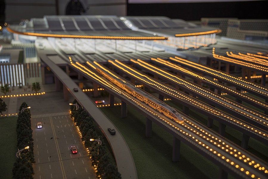 雄安站沙盘模型.中国网记者 马旷/摄