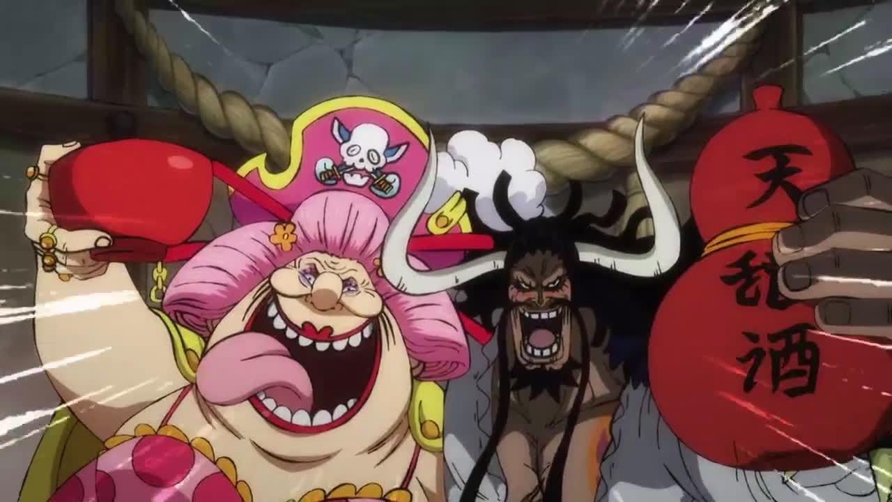 海贼王956集动画片段剪辑-大妈与凯多联手
