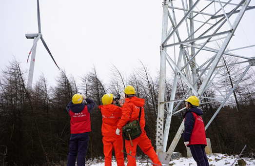 国网重庆丰都供电公司员工利用望眼镜和无人机进行覆冰观测。图/国家电网网站