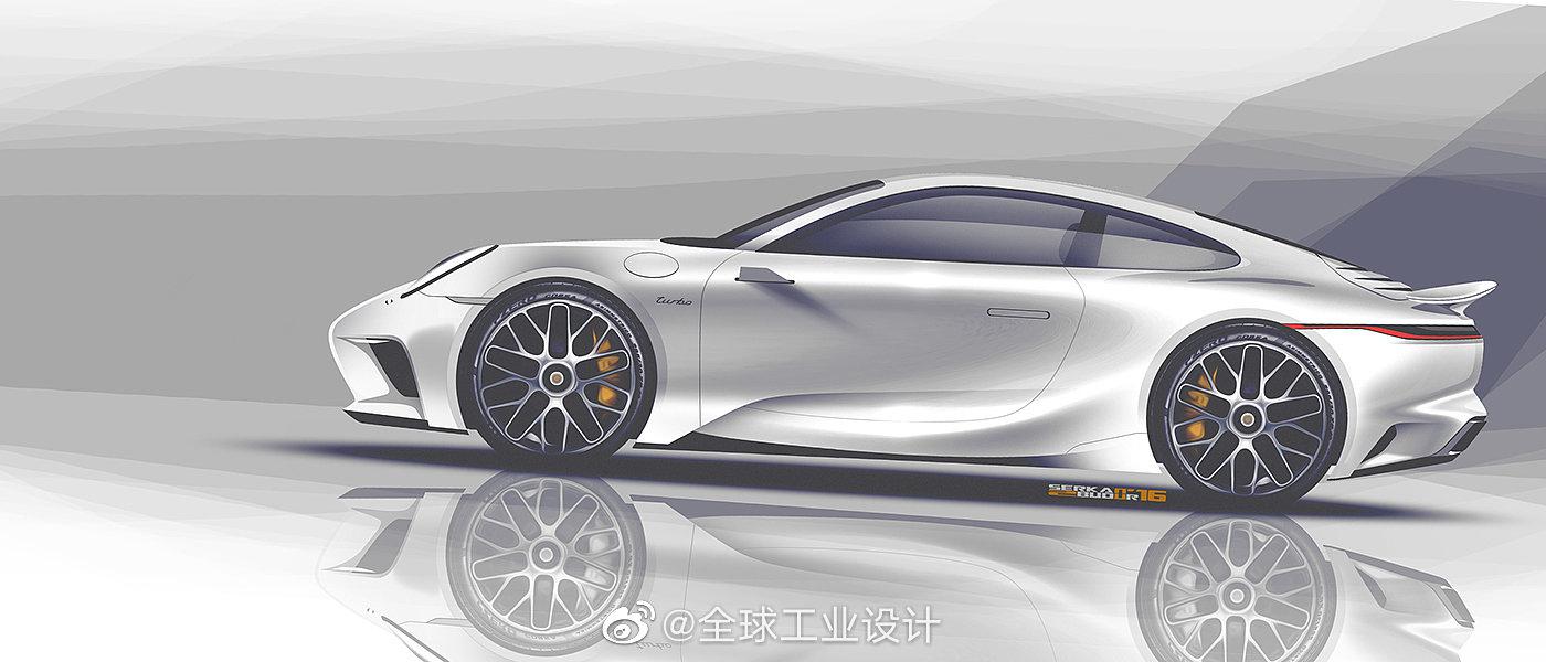 保时捷汽车手绘图欣赏