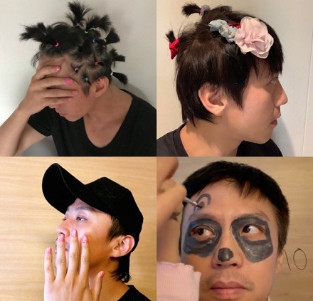 邓超被孩子们画熊猫脸,等哥用沙哑的小嗓音说:对不起爸爸