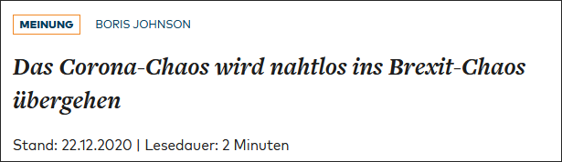 德国《世界报》：新冠病毒和脱欧带来的混乱将无缝衔接