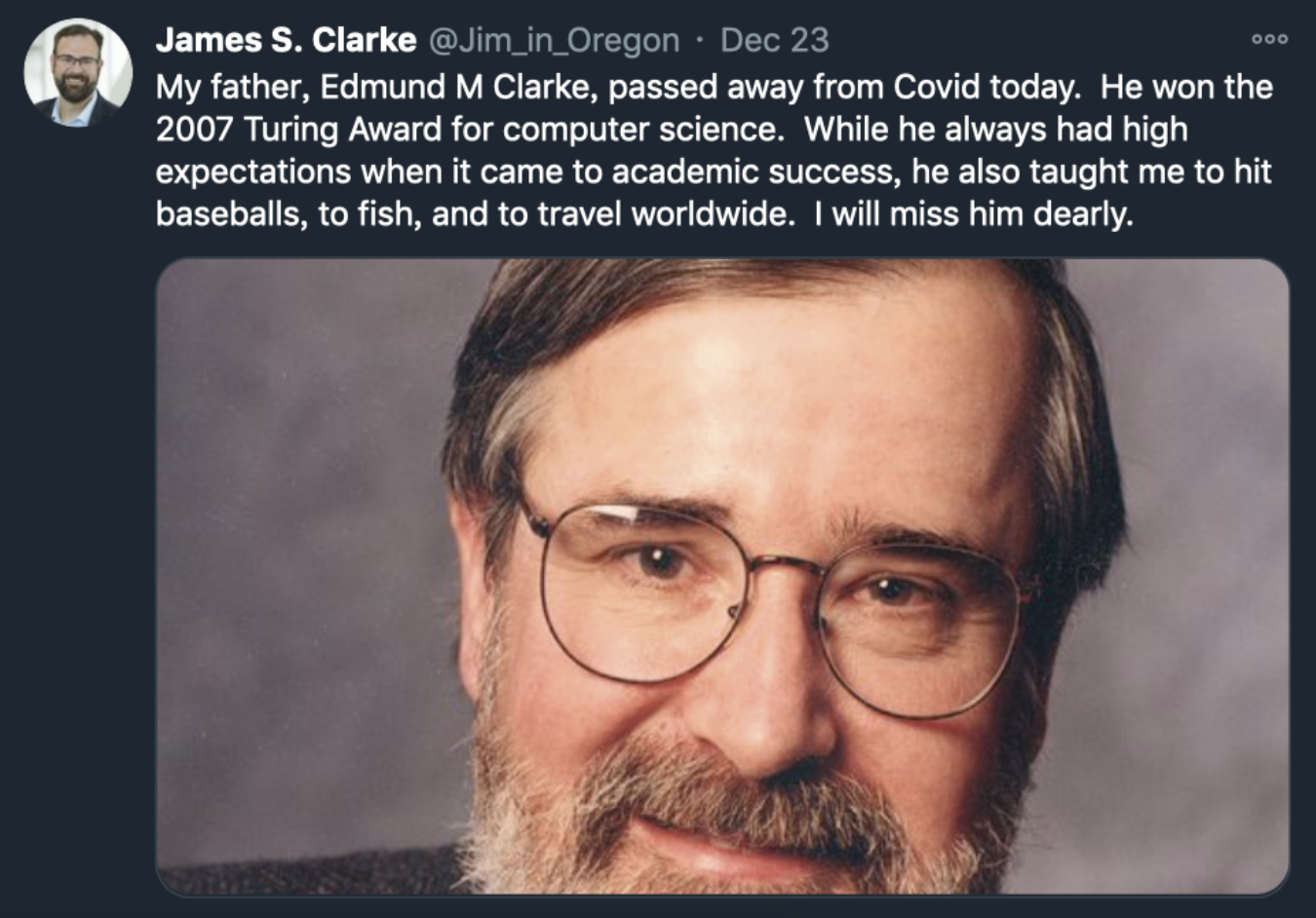 2007年图灵奖得主因感染新冠肺炎去世 享年75岁