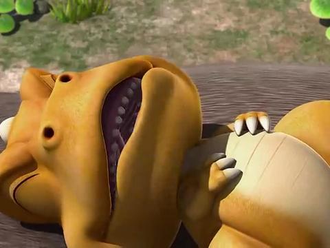 小恐龙阿贡阿贡在睡觉,不料那里出现的小熊