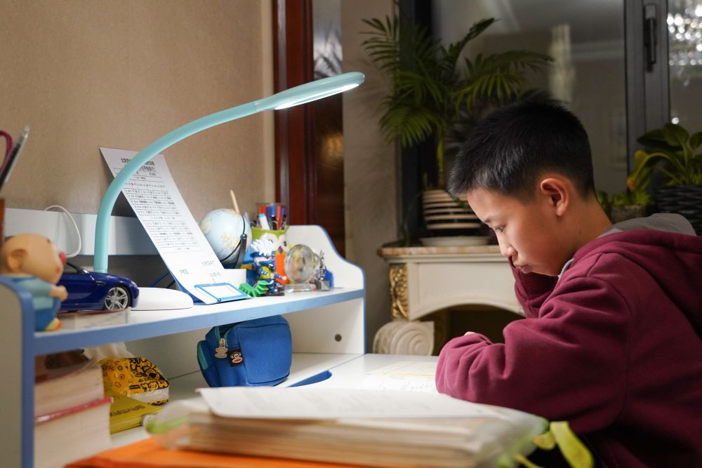 12月21日，蔡昊霖在家中学习。