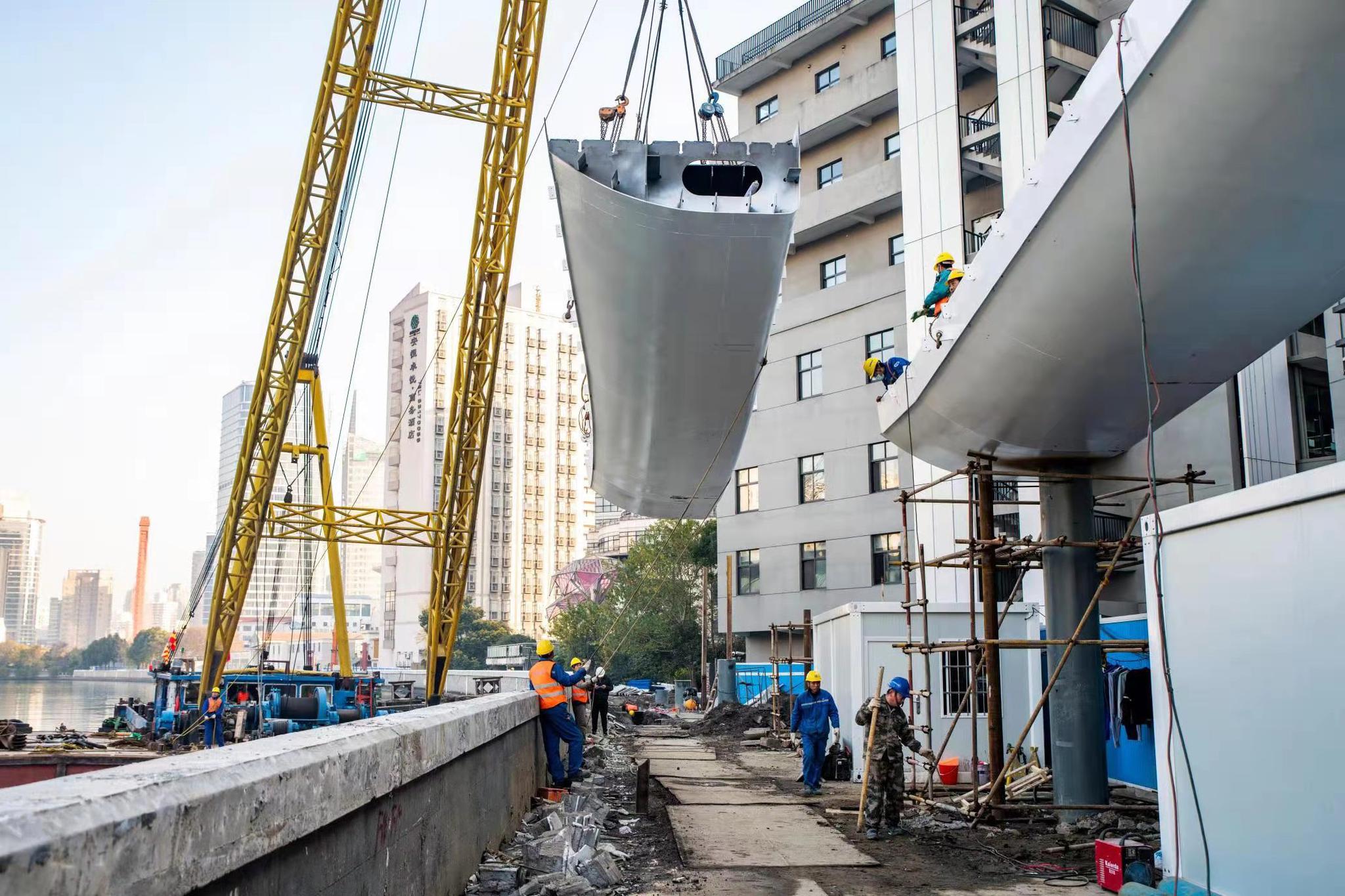 用架空栈道连通,上海静安区苏州河沿线唯一断点实现结构贯通