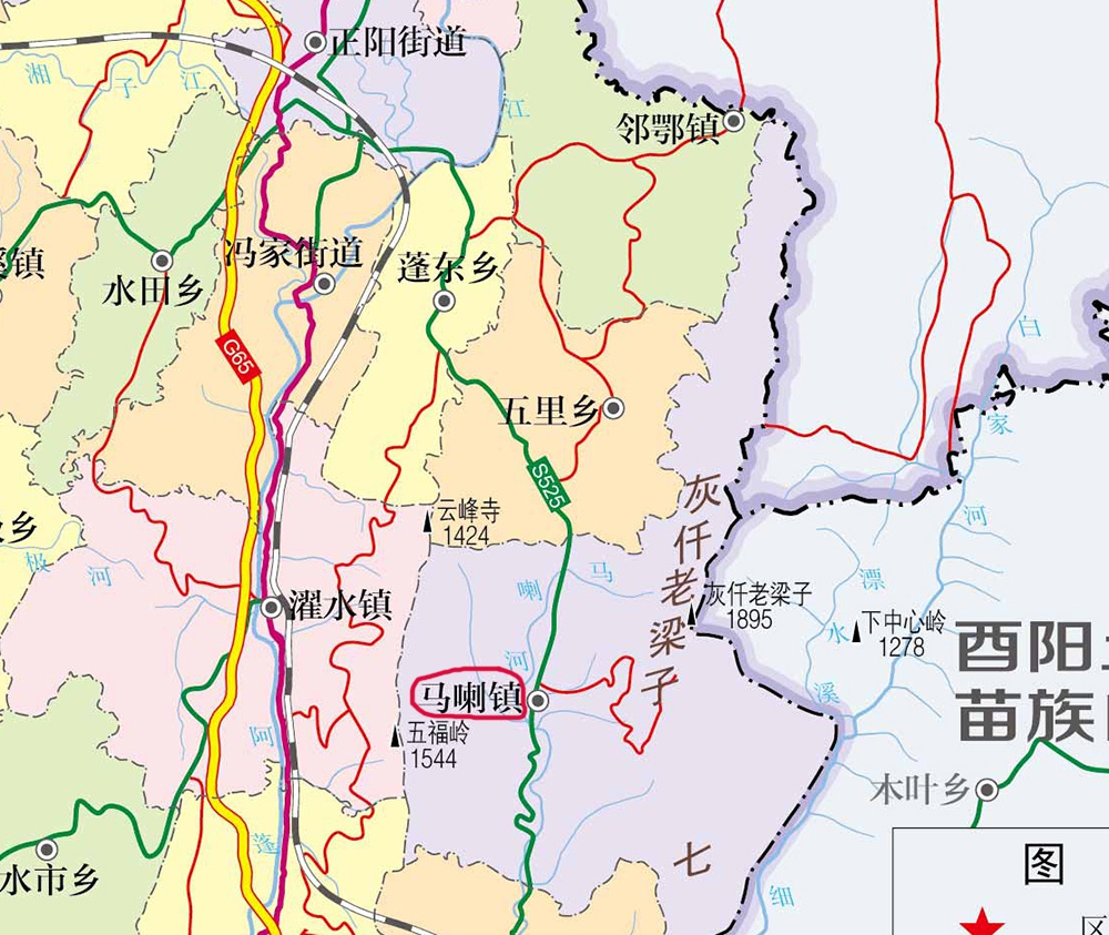 (马喇镇地图)黔江区内土家族,苗族较多,而马喇镇是土家语译为汉语,其
