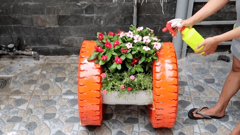 太有才了,捡来的旧轮胎,变废为宝变"精美花盆",这操作我服!|花盆|塑料