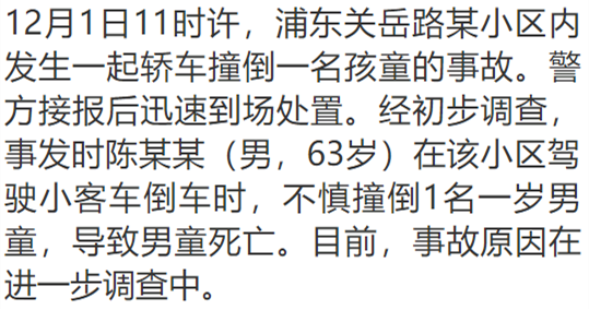飞来横祸！上海1岁男童小区内遭碾压身亡，爷爷当时就在身旁…休闲区蓝鸢梦想 - Www.slyday.coM