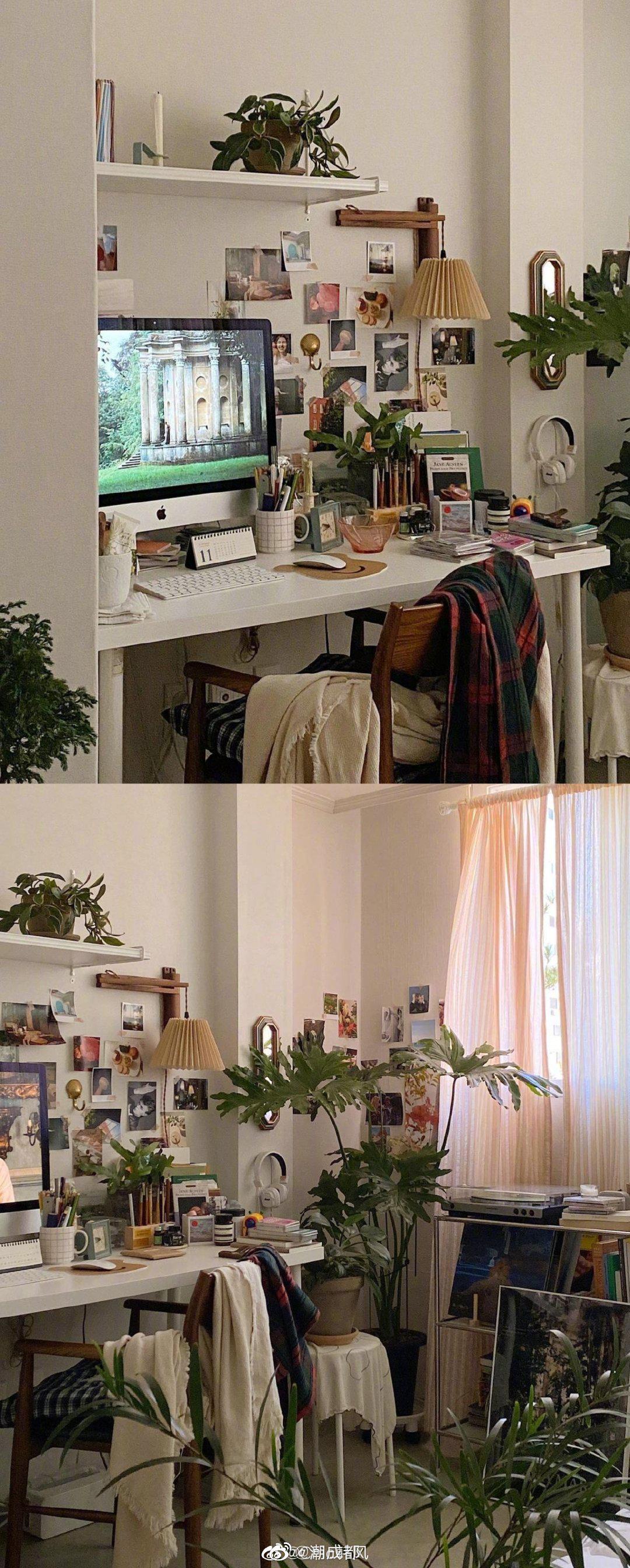 韩国设计师欧尼seonyo的家 布置精致复古氛围感书桌