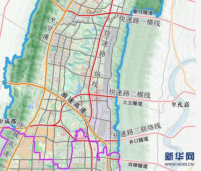 重庆国际物流枢纽园区主干道 图片来源：新华网