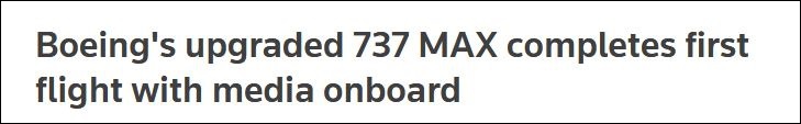 波音737MAX首次公开复飞 机上乘客“情绪低落”