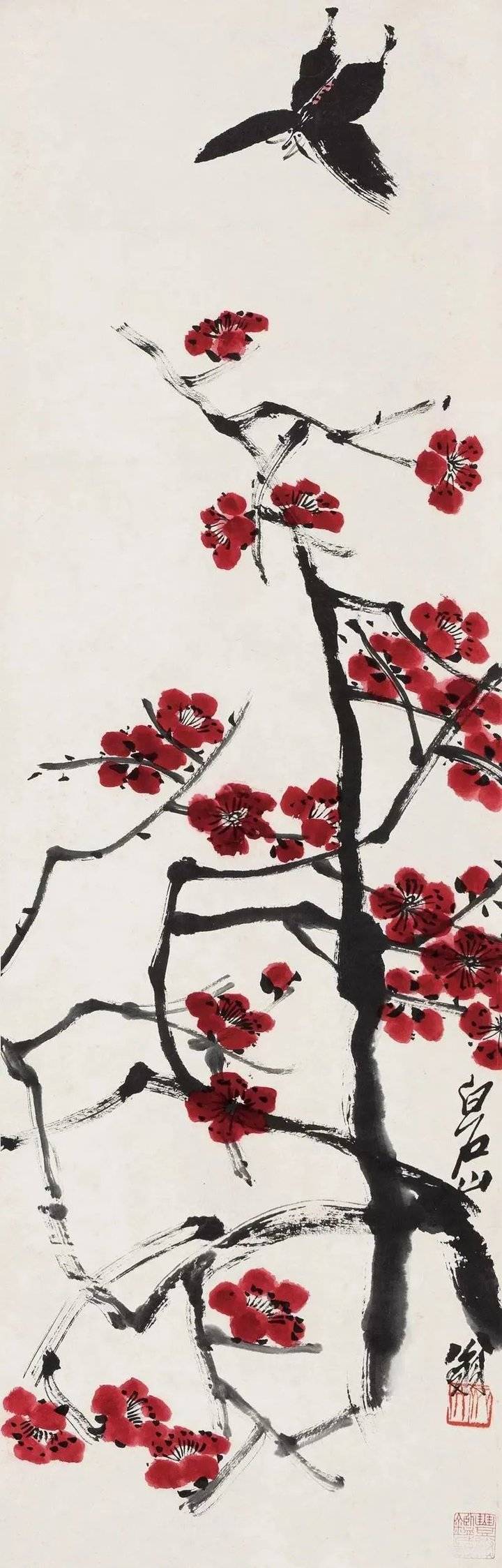 齐白石画梅:只有梅花解我狂