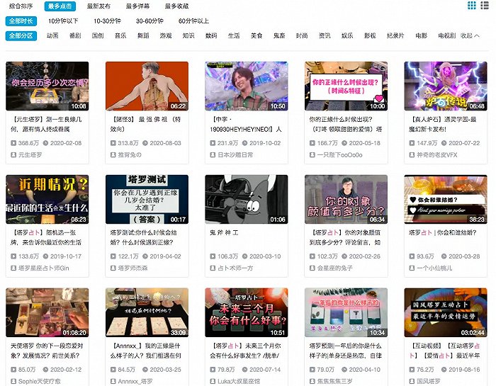 B站占卜相关视频 来源 / B站截图