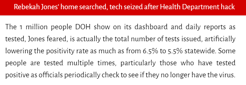  图为琼斯在接受美国媒体采访时控诉佛罗里达州隐瞒和操控疫情数据的内容