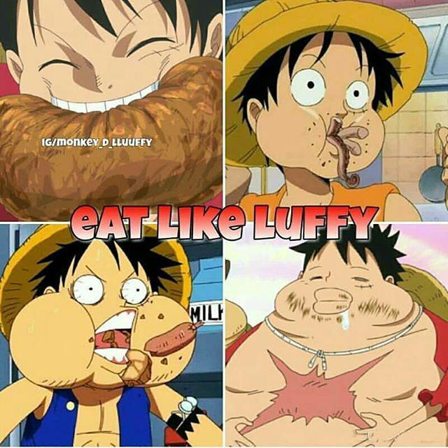作为一个大胃王,路飞最常做的事情就是暴饮暴食,把自己撑成一个皮球.