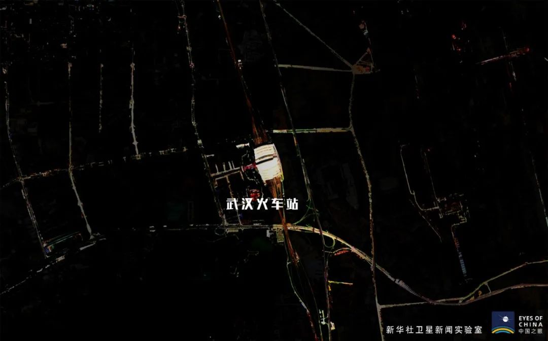 武汉火车站卫星灯光合成效果图