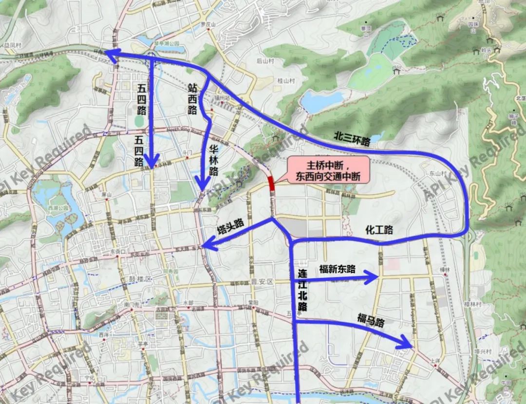 二,北二環路西往東方向機動車可選擇