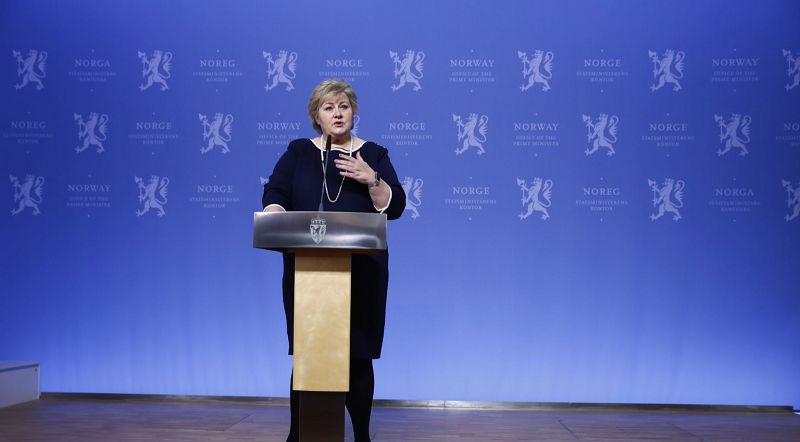 图为挪威首相索尔贝格