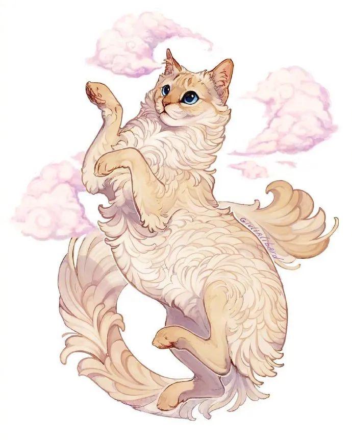 画师笔下有仙气儿的喵长毛猫真是妖精了
