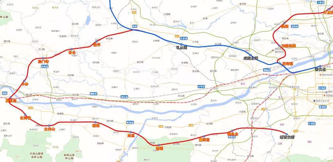 乾县,永寿西,彬县东等5个车站,速度目标值250km/h,基础设施预留提速