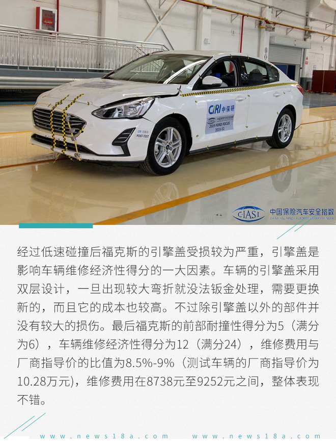 维修费最低才1542元! 碰撞试验A柱变形人却没事