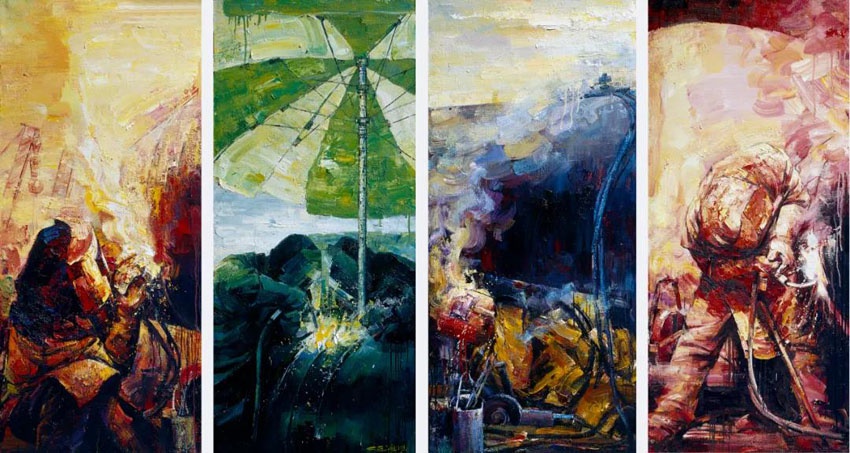 石油艺术家笔下的辽河油田变迁