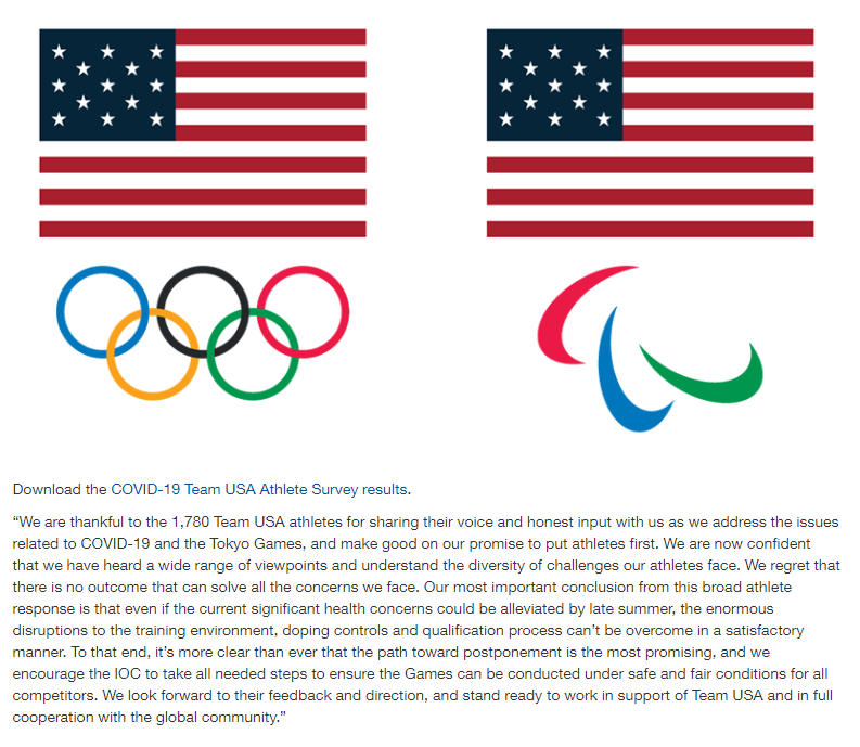 美国奥委会官网截图。